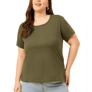 Camiseta de Mujer de Talla Grande, Tejido Suave de Poliéster/Algodón, Corte Holgado, Manga Corta, Transpirable, Ropa Casual, Personalizable con Marca - Product Image 1