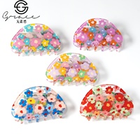 Pince à Cheveux Florale Transparente Douce en Gros d'Usine, Personnalisable avec Logo, pour Chignons et Coiffures Rétro, Accessoire Capillaire pour Femme