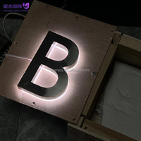 Lettres 3D en acier inoxydable personnalisées rétroéclairées par LED, halo inversé illuminé, logo mural pour entreprise, bureau, signalétique, étanche IP65, usage commercial
