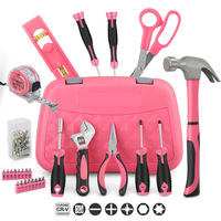 Ensemble d'outils ménagers en acier au carbone de 67 pièces, boîte à outils rose pour femmes, ensemble de pinces et de clés, vente en gros