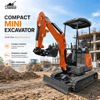 Mini-excavatrice de qualité ISO LAWNIO 18L avec capot, valve de détection de charge, chenilles en caoutchouc, pour travaux de construction, agricoles et de cour