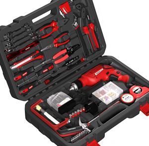 KAFUWELL P14006A <span class=keywords><strong>Perceuse</strong></span> à Percussion Électrique Ménagère, Kit d'Outils Électriques Multifonctionnels pour Bois et Quincaillerie, Coffret Cadeau avec Boîte à Outils - Product Image 1
