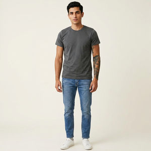 T-shirt unisexe en polycoton à manches courtes gris foncé T-shirts pour hommes - Product Image 1