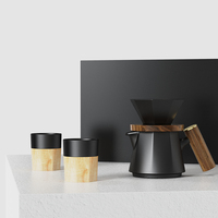 DHPO luxe Portable Verser cafetière ensemble nouveau Design grande capacité goutteur 2 écologique en bois manchon en céramique tasses à café