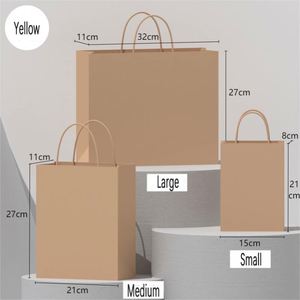 Bolsa de Papel Kraft Ecológica, Aséptica y Reciclable con Asa de Cordón, Impresión de Logotipo Personalizado para Compras y Empaque de Alimentos - Product Image 3
