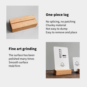Base de madera Tabletop Mini <span class=keywords><strong>Menu</strong></span> Holder Photo Business Card Holder Stand Herramientas de madera de alta calidad Soportes y estantes de almacenamiento Natural - Product Image 6