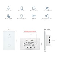 Nouvel arrivage Smart Ac Wifi Décorateur Interrupteurs Muraux Alexa Écran Tactile Lumière Autocollant ABS Matériel IP66 Niveau Double Pôle Max 10A