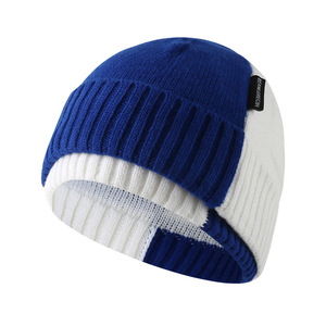 Black And White Knitted Beanie Color Blocked Design Unisex Winter <b>Hat</b> For Autumn And Winter <b>Warm</b> Thickened Style - Product Image 2