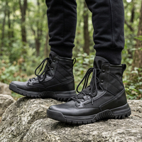 Bottes de randonnée mi-hautes en cuir noir pour homme TSB20, légères et tactiques.