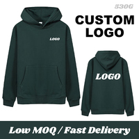 Sweat à capuche unisexe 530G en coton/fibre de bambou brodé, coupe oversize à épaules tombantes, avec poche, taille européenne, tendance