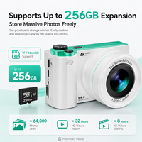 4K Fotoğraf Çekimi Aynasız Fotoğraf Makinesi 64MP AF Döner Ekran Döner Düğme 2000mAh 256GB MOV CPC Sertifikalı Cihaz Başlangıç Seviyesi İçin