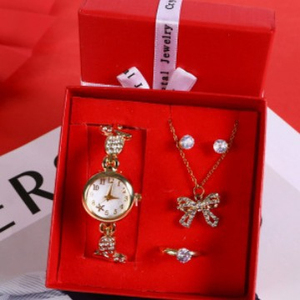 Ensemble de bijoux de luxe FX pour femmes, montre et collier avec diamants, cadeau idéal pour les meilleures amies, la Saint-Valentin, Noël, bague, collier, boucles d'oreilles - Product Image 6