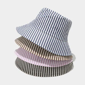 Summer Sun Hat Artistic Striped Flash Diamond Design Wide Brimmed Fisherman <b>Bucket</b> Hat 100% Cotton Unisex - Product Image 1