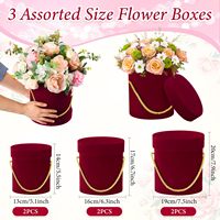 Fullsun Nouveau Boîte à fleurs ronde en velours faite à la main avec logo personnalisé avec couvercles Boîte à cadeaux de nidification en velours de mariage avec poignée