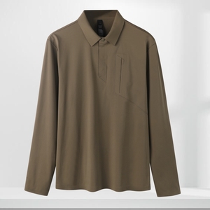 Novedad Otoño 2025: Camisa de Hombre Casual de Negocios con Botones, Tejida, Bordada, Antiarrugas, con Patrón Sólido y Cuello Vuelto para Jóvenes - Product Image 1