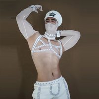 Costumes de Cosplay de Soldat Blanc Sexy, Tenue de Scène de Spectacle de Boîte de Nuit, Tenue de Danse Exotique pour Homme et Femme