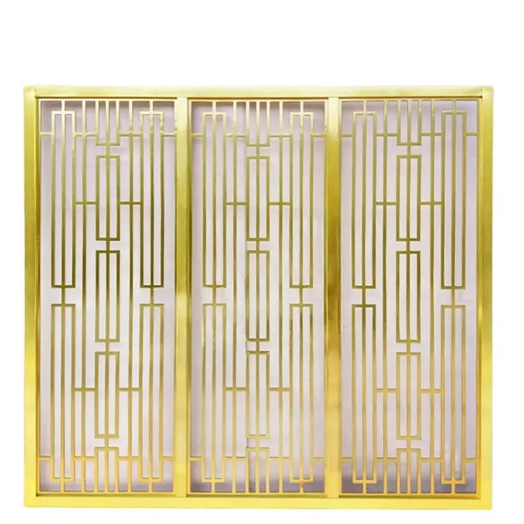 Lüks çin tarzı otel dekoratif altın metal oda bölücü ekran ev oturma odası bölümü