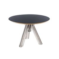 Table à manger ronde transparente en polycarbonate OMETTO avec dessus noir design fumé, diamètre 107 mm OMF107N