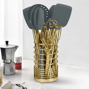 Ustensiles de cuisine en silicone et acier inoxydable doré – Ensemble d'ustensiles de cuisson en silicone pour la maison - Product Image 4