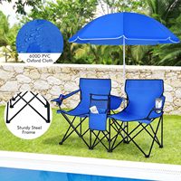 Chaise de camping double pliante, nouvelles chaises dpique-nique en plein air parapluie amovible, sac de transport porte-gobelet