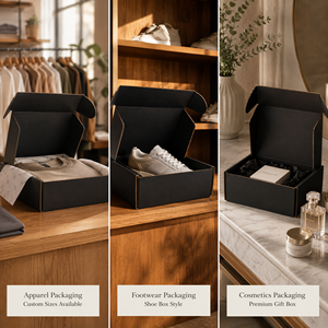<span class=keywords><strong>Scatole</strong></span> per Spedizioni Nere Personalizzate con Logo, Eco-Friendly, in Cartone Riciclato Ondulato Pieghevole, per Regali e Imballaggi, Vendita all'Ingrosso - Product Image 2