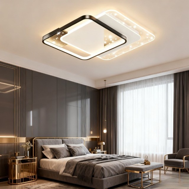 JYLIGHTING Starry Square LED Ceiling Lamp Indoor Luxury Living Room Dimmable Light Surface Mounted  Ceiling Light for Kids Room