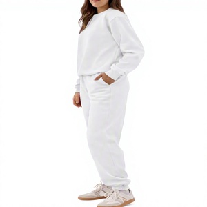 Top Unisex <b>Plus</b> <b>Size</b> Plain Solid Two Piece Outfits Sweatsuit <b>Lounge</b> <b>Set</b> Long Sleeve Crewneck Sweatshirt Jogger Pants Tracksuit - Product Image 4