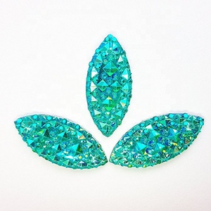 Strass blu pavone schiena piatta cucire su resina gemme occhio di cavallo - Product Image 3