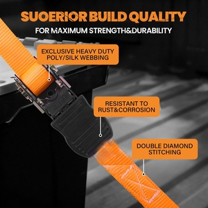Sangle d'arrimage <span class=keywords><strong>à</strong></span> <span class=keywords><strong>cliquet</strong></span> pour cargaison, avec verrou en acier inoxydable, 1 pouce, noire, 800 kg WLL, en polyester - Product Image 2