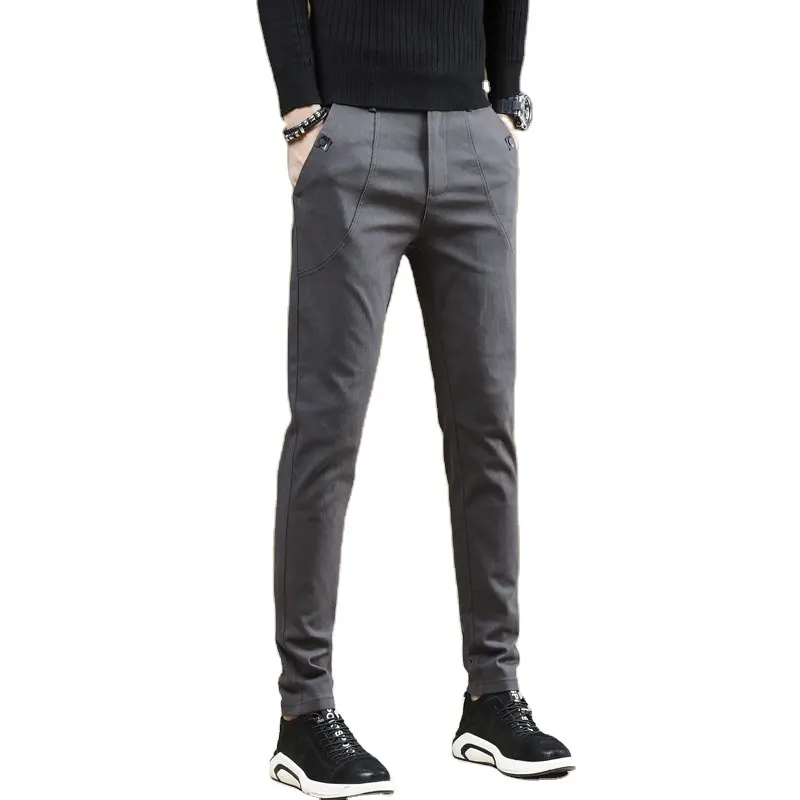 Spring and autumn new casual pants men's fashion men's business straight small foot trousers slim elastic pants