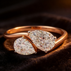 Anillo de compromiso y fiesta de moda con diseño de racimo, chapado en oro de 14K, con circonita cultivada en laboratorio CVD IGI VVS-VS, corte pera, personalizado. - Product Image 4