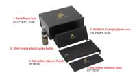 Étui rigide de luxe en cuir PU noir pour lunettes de soleil, ensemble d'emballage pour lunettes, comprenant un chiffon, une boîte à lunettes et une pochette
