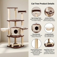 Arbre à chat moderne et écologique en velours avec poteaux à gratter en sisal, structure multi-niveaux en peluche pour salon domestique