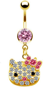 Schattige Y 2K Kristal Kat Bungelende <span class=keywords><strong>Navel</strong></span> Ring Voor Vrouwen Kat Neus Ring Kitty Cartoon Navelstreng Roestvrij Staal <span class=keywords><strong>Navel</strong></span> <span class=keywords><strong>Piercing</strong></span> - Product Image 6