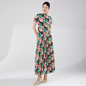 Femmes 2025 été décontracté imprimé haut mince et jupe plissée ensemble personnalisable dames costumes pour printemps/été cheville-longueur - Product Image 4