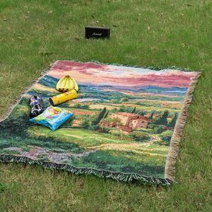 Bán Buôn Mềm Polyester/Bông Pha Trộn Bốn Mùa Châu Âu Mỹ Phong Cách Jacquard Tấm Thảm Đất Nước Manor Tùy Chỉnh Thiết Kế Chăn - Product Image 2