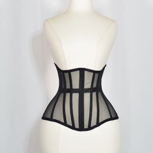 King Mcgreen Star Women Hight Quality <b>Corset</b> Bustier Underbust Transparent Mesh Steel <b>Boned</b> Waist Trainer Bodice Lace up Tops - Product Image 2