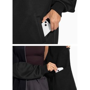 Women's Oversized Full Zip Fleece <b>Jacket</b> Long Sleeve Stand Collar <b>Workout</b> Coat With Pockets Breathable Autumn Wear - Product Image 4