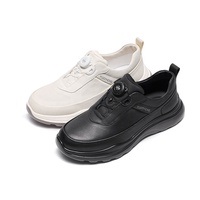 Chaussures de sport décontractées pour hommes en cuir noir respirant et léger avec boucle rotative à laçage rapide – Vente en gros