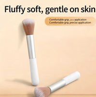 Kuas Rias Wajah Portable Lembut Warna Putih untuk Highlighter, Foundation, Blush On, Eyeshadow, Eyeliner, Label Pribadi