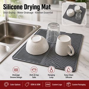Non-Slip Eco-Friendly Rectangle <b>Silicone</b> Drain Mat High Resistant Insulation Pad Easy Clean Water Filter Pad Table <b>Coaster</b> Mat - Product Image 1