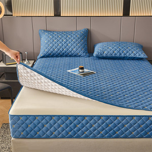 Drap-housse matelassé 6 faces à couverture intégrale antidérapant 720 °   Protège-<span class=keywords><strong>matelas</strong></span> tout usage anti-poussière brodé pour la maison et l'hôtel - Product Image 1