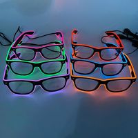 Lunettes de soleil LED lumineuses à piles AA colorées fournisseur en gros interrupteur contrôle de la musique lunettes à fil LED néon