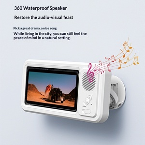 Support de téléphone de <span class=keywords><strong>douche</strong></span> étanche en ABS de haute qualité avec haut-parleur Bluetooth et écran tactile mural - Product Image 2