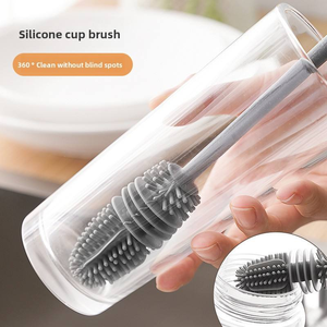 Silicone Milk <b>Bottle</b> <b>Brush</b> Cup Scrubber Glass Cleaner Kitchen Cleaning Tool Long Handle Drink <b>Bottle</b> Glass Cup Cleaning <b>Brush</b> - Product Image 2
