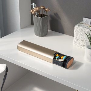 Wholesale Customizable 7-Day Large Capacity Compartment <b>Waterproof</b> Aluminum Wood Pill <b>Box</b> Organizer with Refill Option <b>Storage</b> - Product Image 6