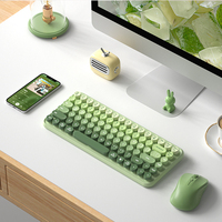 Keyboard USB Warna-warni BOW K608 Mini Portabel 2.4G Ergonomis 84 Tombol Keyboard Nirkabel untuk PC Laptop