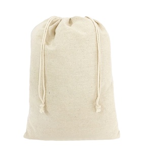 Sacs de rangement alimentaire en vrac avec cordon de serrage, pochettes personnalisées en coton mousseline avec impression sérigraphique à l'encre à base d'eau sur fibres naturelles - Product Image 1