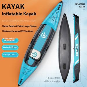 Kayak inflable de PVC plegable personalizado de 1,2mm, canoa de balsa doble/triple, capacidad de carga de 180kg, más de 4m de largo, pesca, surf, turismo - Product Image 3