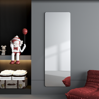 Miroir mural pleine longueur en verre trempé sans cadre, rectangulaire, sans perçage, pour la maison, la salle de maquillage, l'approvisionnement commercial